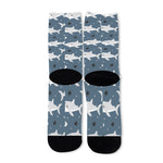 Cute White Shark Pattern Print Long Socks