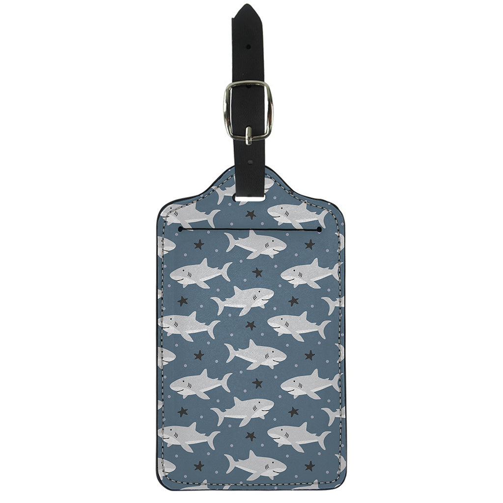 Cute White Shark Pattern Print Luggage Tag