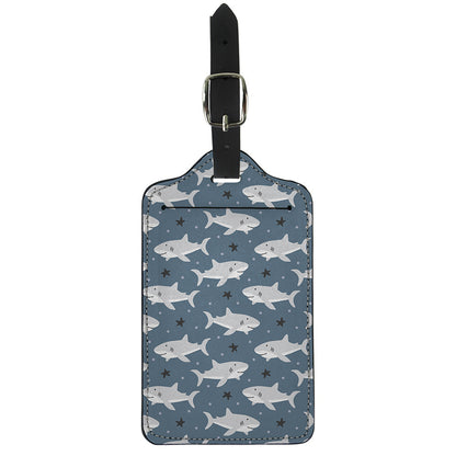 Cute White Shark Pattern Print Luggage Tag