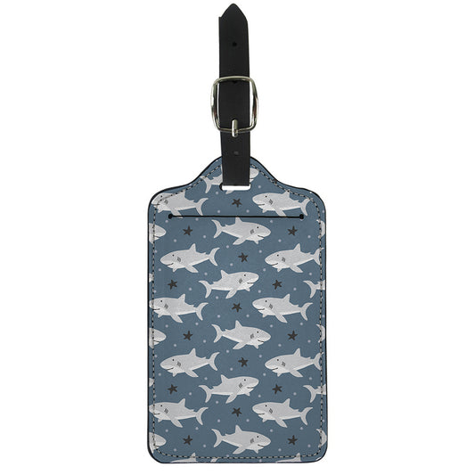 Cute White Shark Pattern Print Luggage Tag