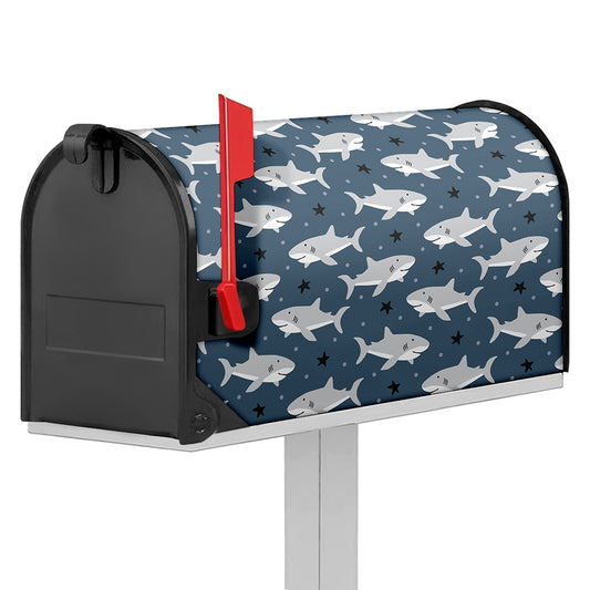 Cute White Shark Pattern Print Mailbox Cover