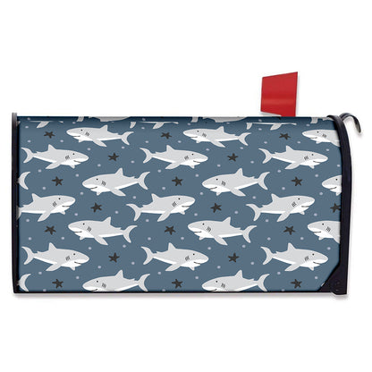 Cute White Shark Pattern Print Mailbox Cover