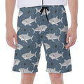 Cute White Shark Pattern Print Men's Beach Shorts