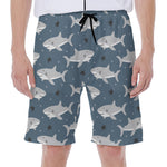 Cute White Shark Pattern Print Men's Beach Shorts
