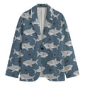 Cute White Shark Pattern Print Men's Blazer