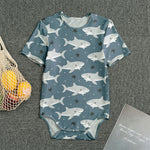 Cute White Shark Pattern Print Men's Bodysuit