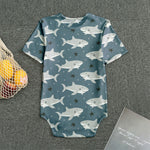 Cute White Shark Pattern Print Men's Bodysuit