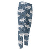 Cute White Shark Pattern Print Men's Compression Pants