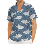 Cute White Shark Pattern Print Men's Deep V-Neck Shirt