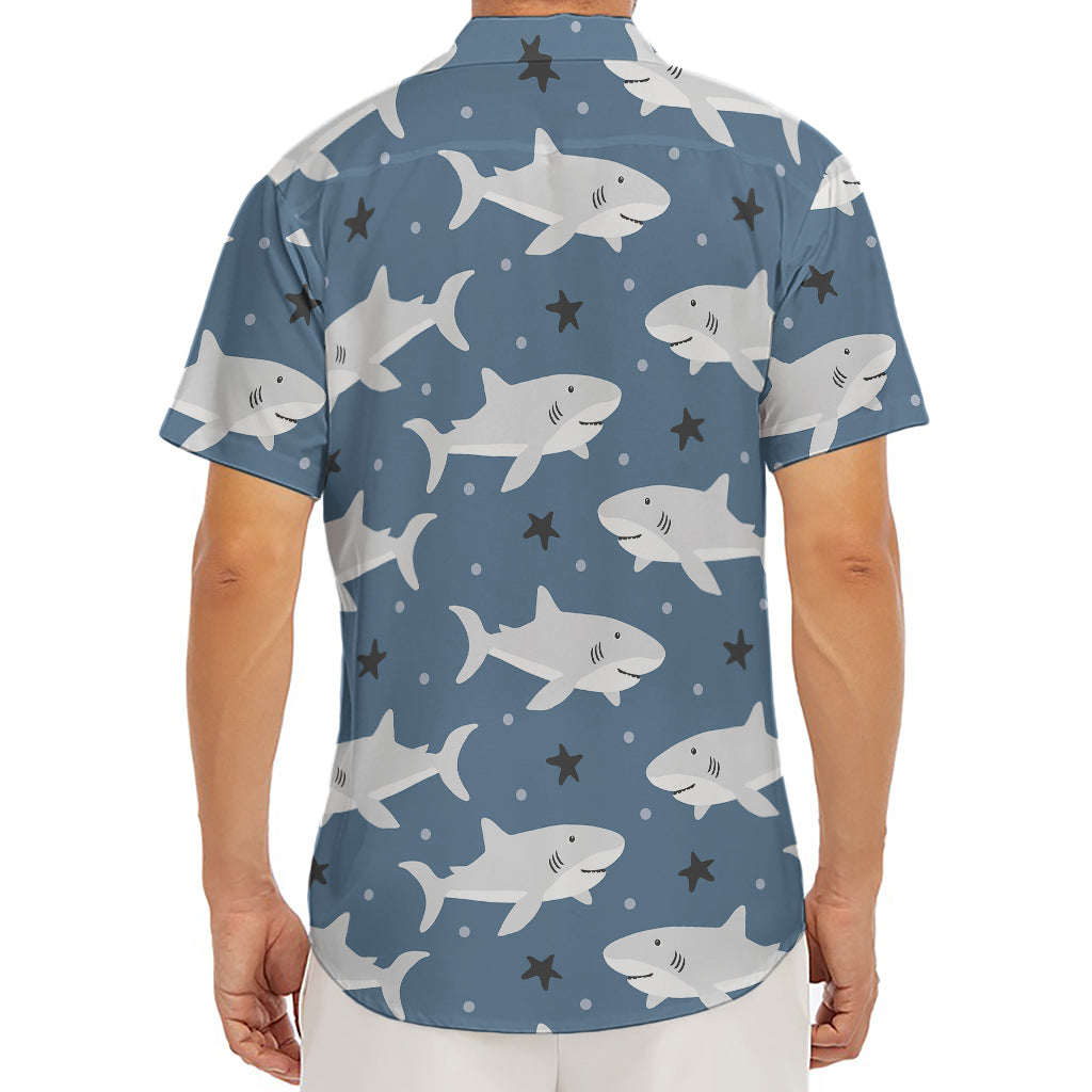 Cute White Shark Pattern Print Men's Deep V-Neck Shirt