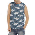 Cute White Shark Pattern Print Men's Fitness Tank Top