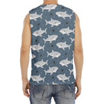 Cute White Shark Pattern Print Men's Fitness Tank Top