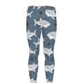 Cute White Shark Pattern Print Men's Leggings