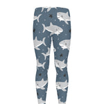 Cute White Shark Pattern Print Men's leggings