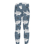 Cute White Shark Pattern Print Men's leggings