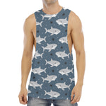 Cute White Shark Pattern Print Men's Muscle Tank Top
