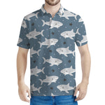 Cute White Shark Pattern Print Men's Polo Shirt