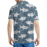 Cute White Shark Pattern Print Men's Polo Shirt