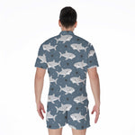 Cute White Shark Pattern Print Men's Rompers