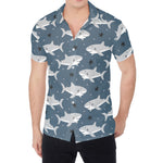 Cute White Shark Pattern Print Men's Shirt