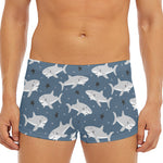 Cute White Shark Pattern Print Men's Short Boxer Briefs