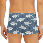 Cute White Shark Pattern Print Men's Short Boxer Briefs
