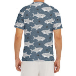 Cute White Shark Pattern Print Men's Short Sleeve Rash Guard