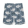 Cute White Shark Pattern Print Men's Athletic Shorts