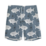 Cute White Shark Pattern Print Men's Sports Shorts