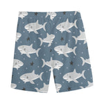 Cute White Shark Pattern Print Men's Sports Shorts
