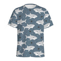 Cute White Shark Pattern Print Men's Athletic T-Shirt