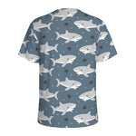 Cute White Shark Pattern Print Men's Sports T-Shirt