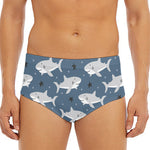 Cute White Shark Pattern Print Men's Triangle Swim Briefs