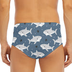 Cute White Shark Pattern Print Men's Triangle Swim Briefs