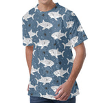 Cute White Shark Pattern Print Men's Velvet T-Shirt