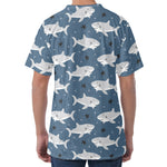 Cute White Shark Pattern Print Men's Velvet T-Shirt