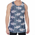 Cute White Shark Pattern Print Men's Velvet Tank Top