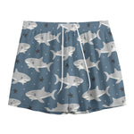 Cute White Shark Pattern Print Mesh Shorts