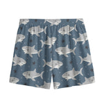 Cute White Shark Pattern Print Mesh Shorts