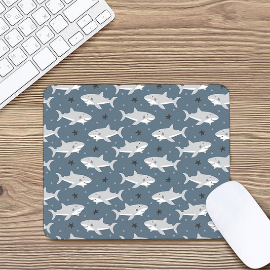Cute White Shark Pattern Print Mouse Pad