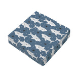 Cute White Shark Pattern Print Outdoor Seat Cushion Cover