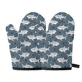 Cute White Shark Pattern Print Oven Mitts