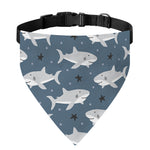 Cute White Shark Pattern Print Over The Collar Dog Bandana