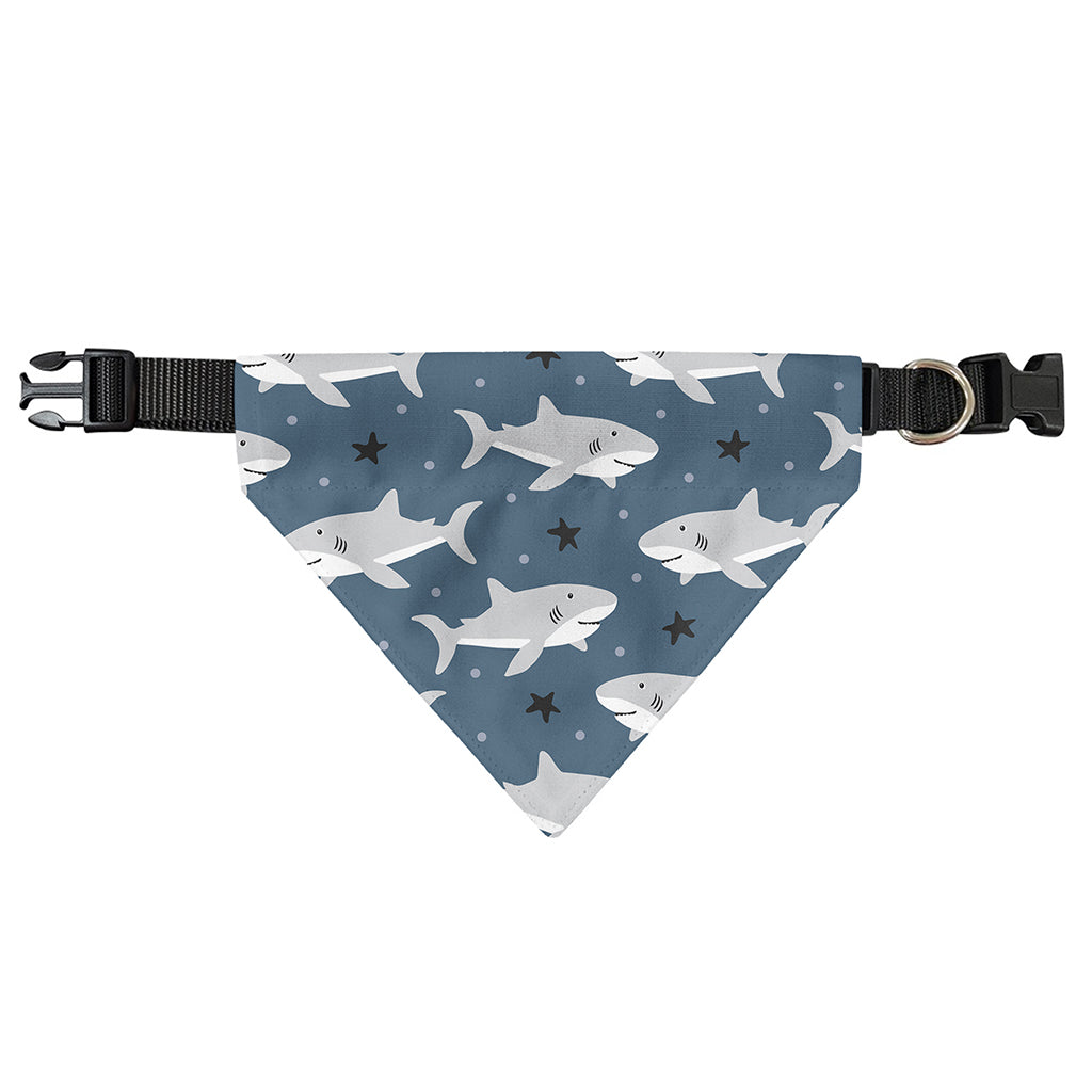 Cute White Shark Pattern Print Over The Collar Dog Bandana