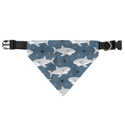 Cute White Shark Pattern Print Over The Collar Dog Bandana