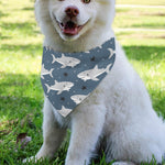 Cute White Shark Pattern Print Over The Collar Dog Bandana