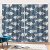 Cute White Shark Pattern Print Pencil Pleat Curtains