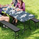 Cute White Shark Pattern Print Picnic Table Cover