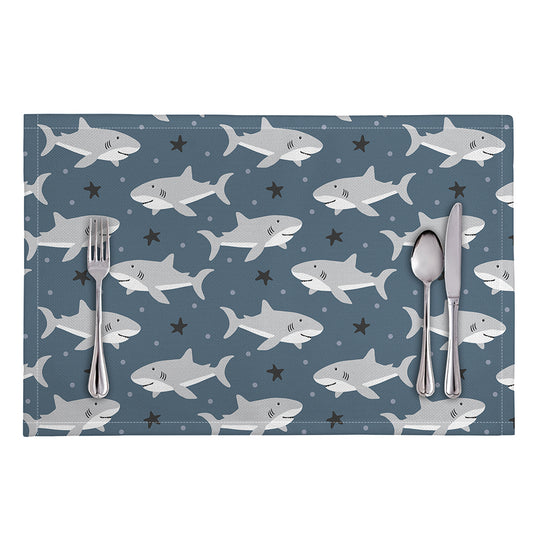 Cute White Shark Pattern Print Placemat