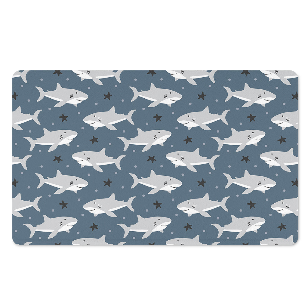 Cute White Shark Pattern Print Polyester Doormat